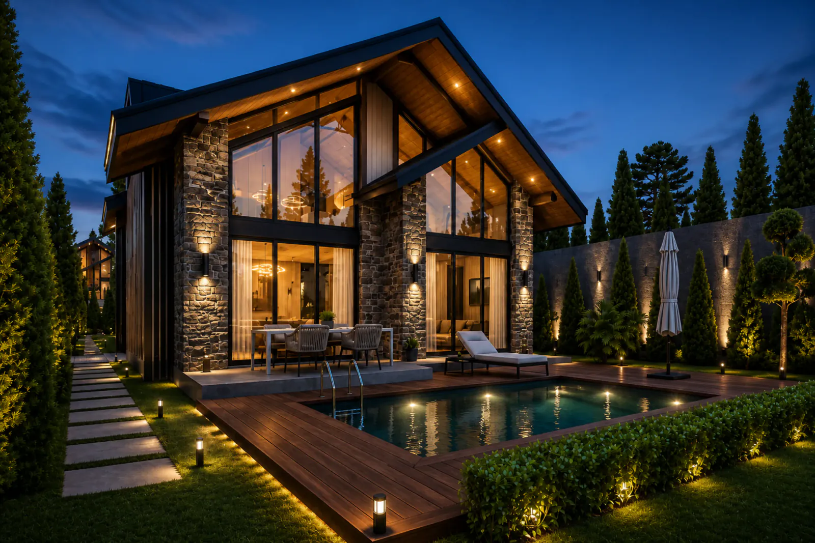 Taraklı vadisinde ormanla çevrili taş villa