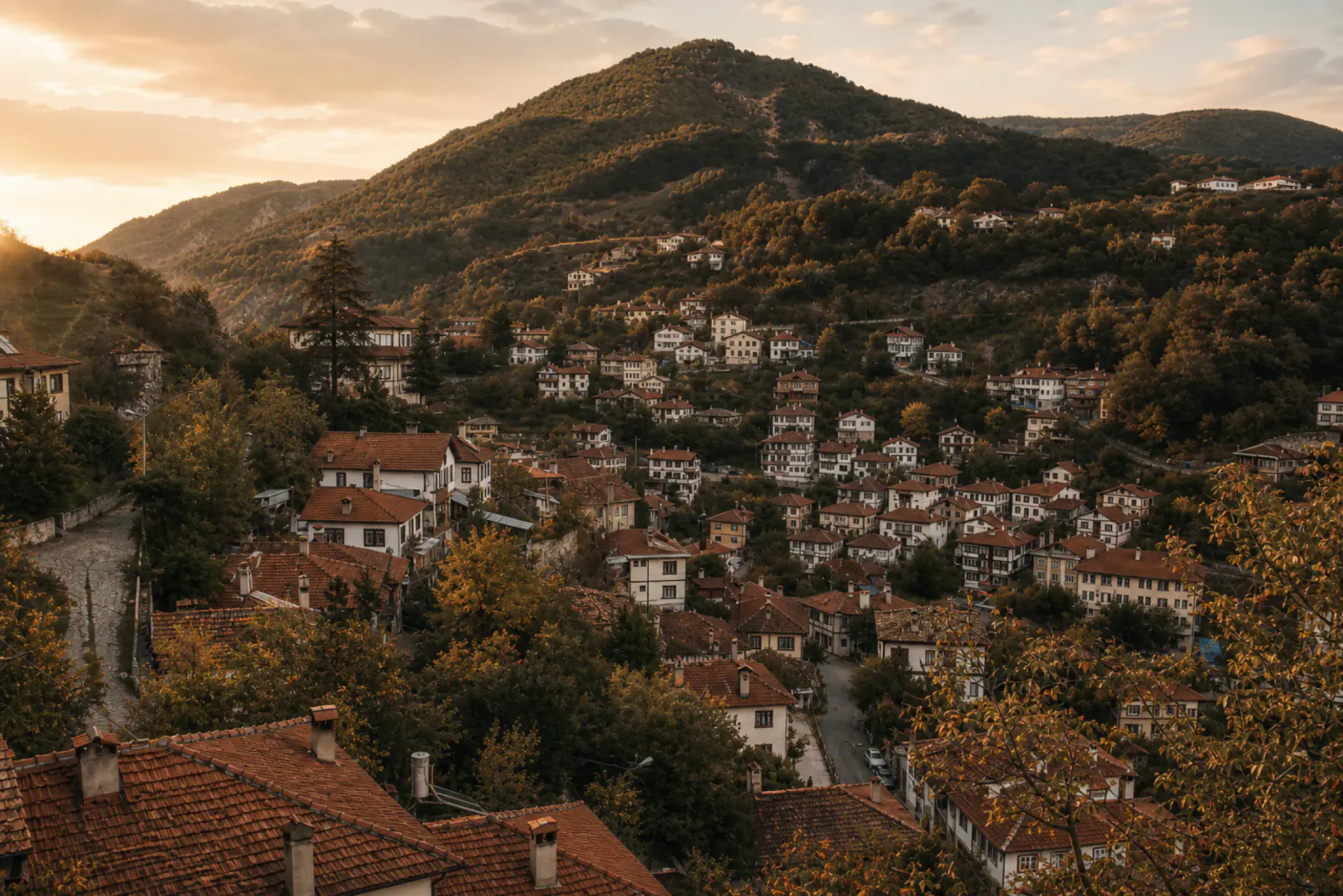 İki tepe arasındaki vadiye kurulmuş Taraklı kasabası